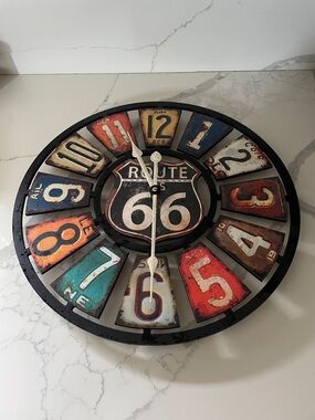 Vintage Route 66 Multi-Color Wall Clock by